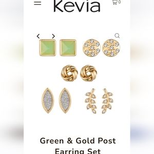 NWT Kevia Green and Gold Post Earrings